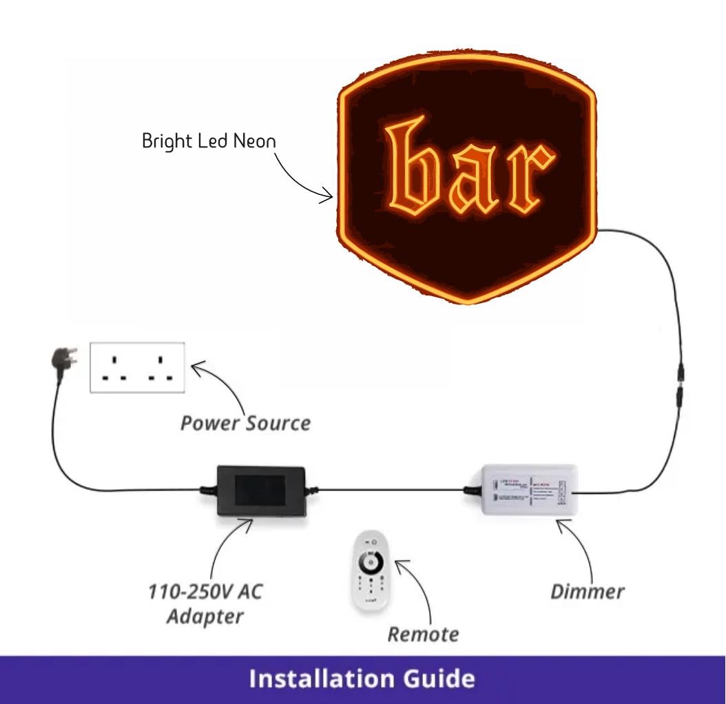 Bar Neon Sign – LED Acrylic Bar Sign for Home, Kitchen, Coffee & Wine Bar Decor – Rustic Illuminated Party Wall Light - CityNeon