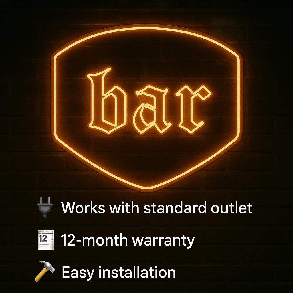 Bar Neon Sign – LED Acrylic Bar Sign for Home, Kitchen, Coffee & Wine Bar Decor – Rustic Illuminated Party Wall Light - CityNeon