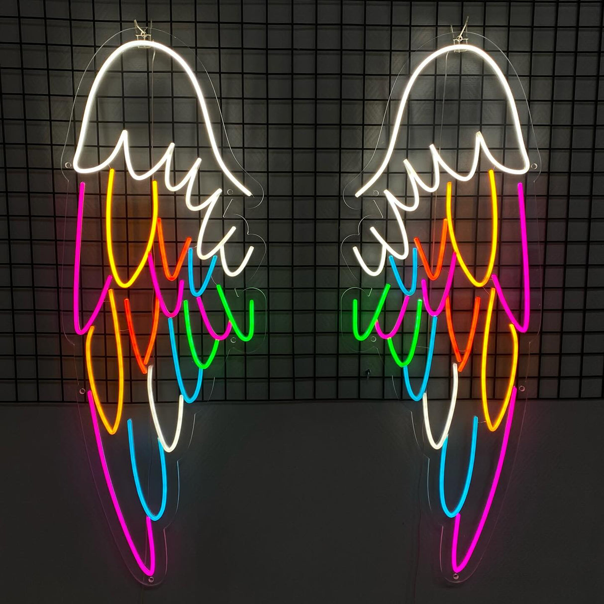 Colored Аngel wings and halo neon sign - Restaurant Decor and Event Decoration - CityNeon