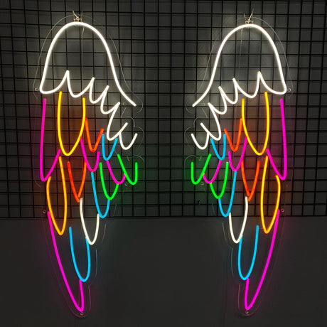 Colored Аngel wings and halo neon sign - Restaurant Decor and Event Decoration - CityNeon