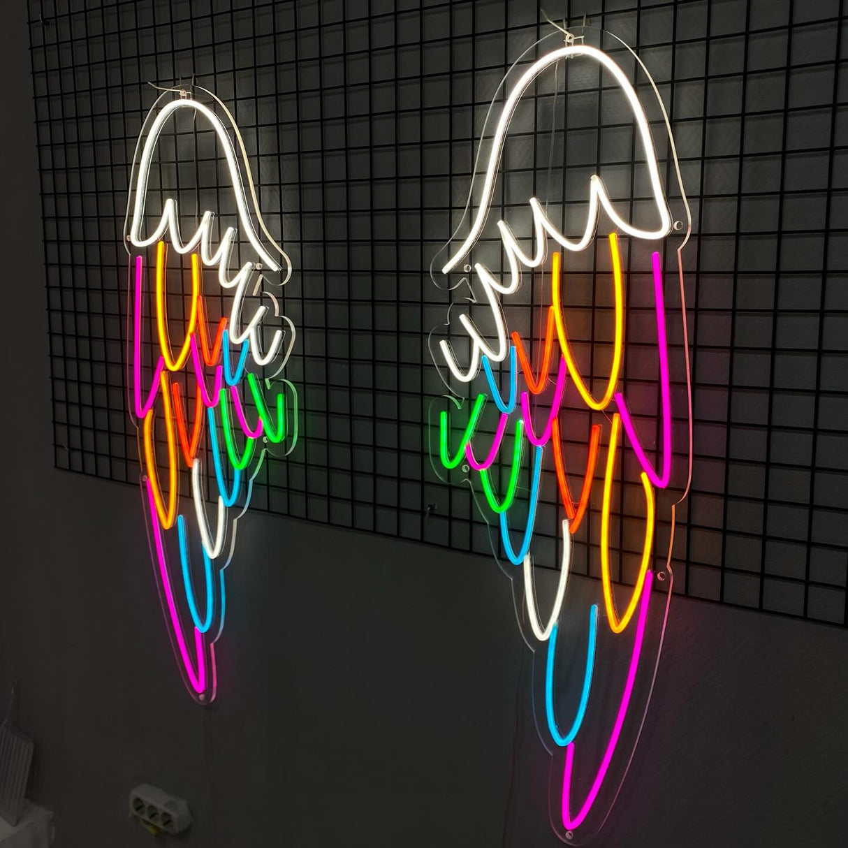 Colored Аngel wings and halo neon sign - Restaurant Decor and Event Decoration - CityNeon