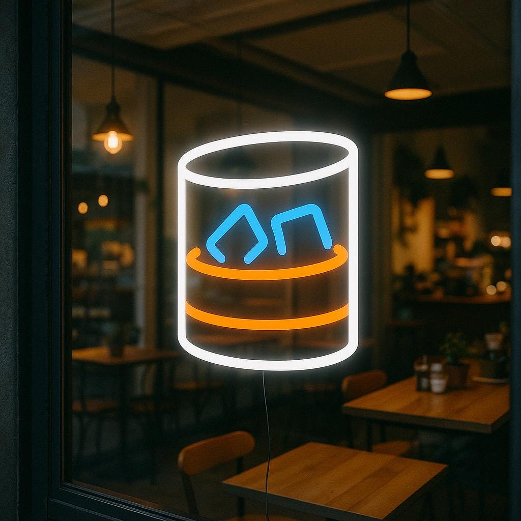 Custom Neon Bar Sign – Whiskey Glass LED Light – Personalized Cocktail Neon for Man Cave Wall Decor or Bachelor Party, Whiskey lover Gift - CityNeon