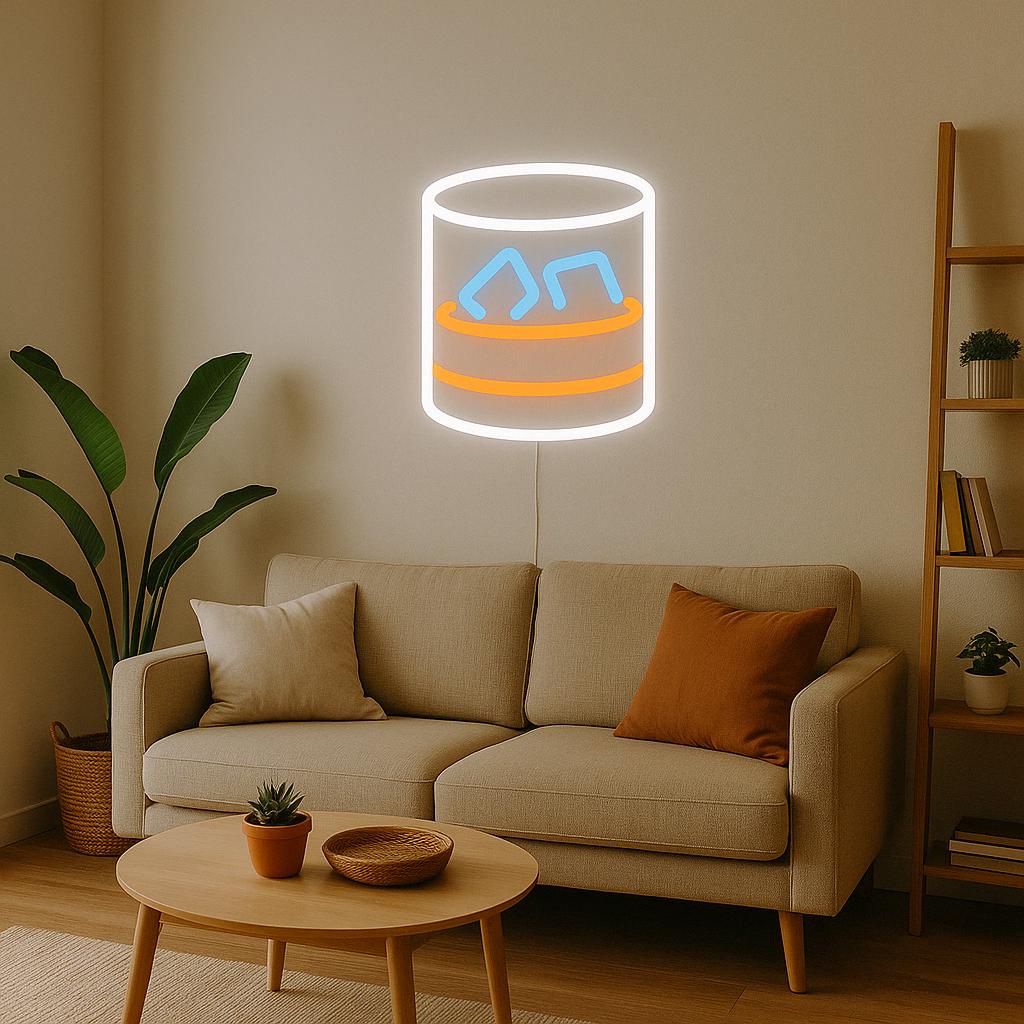 Custom Neon Bar Sign – Whiskey Glass LED Light – Personalized Cocktail Neon for Man Cave Wall Decor or Bachelor Party, Whiskey lover Gift - CityNeon