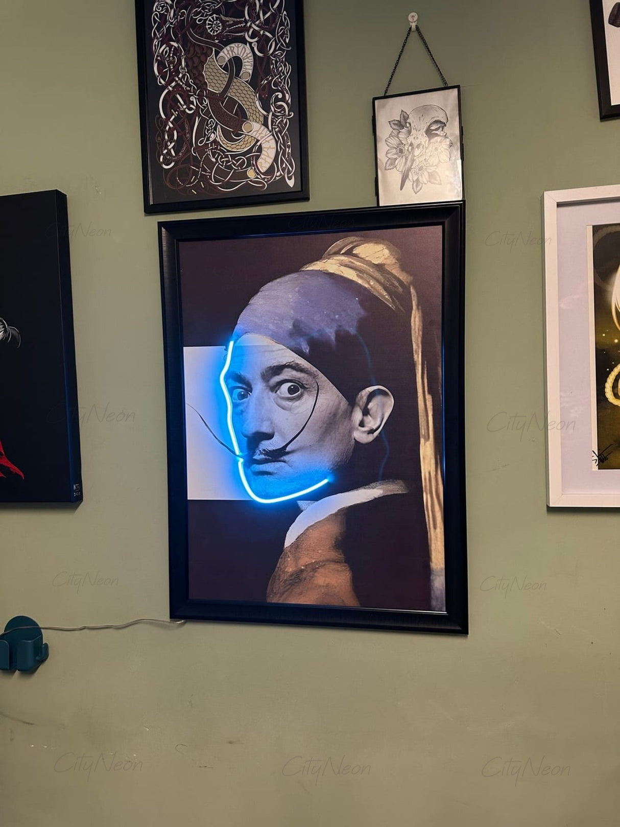 Dali Pop Surrealism Neon Art - Neon Sign Wall Art, Modern Painting on Canvas, Vintage Poster for Home Gallery Lighting, Club & Bar Décor - CityNeon