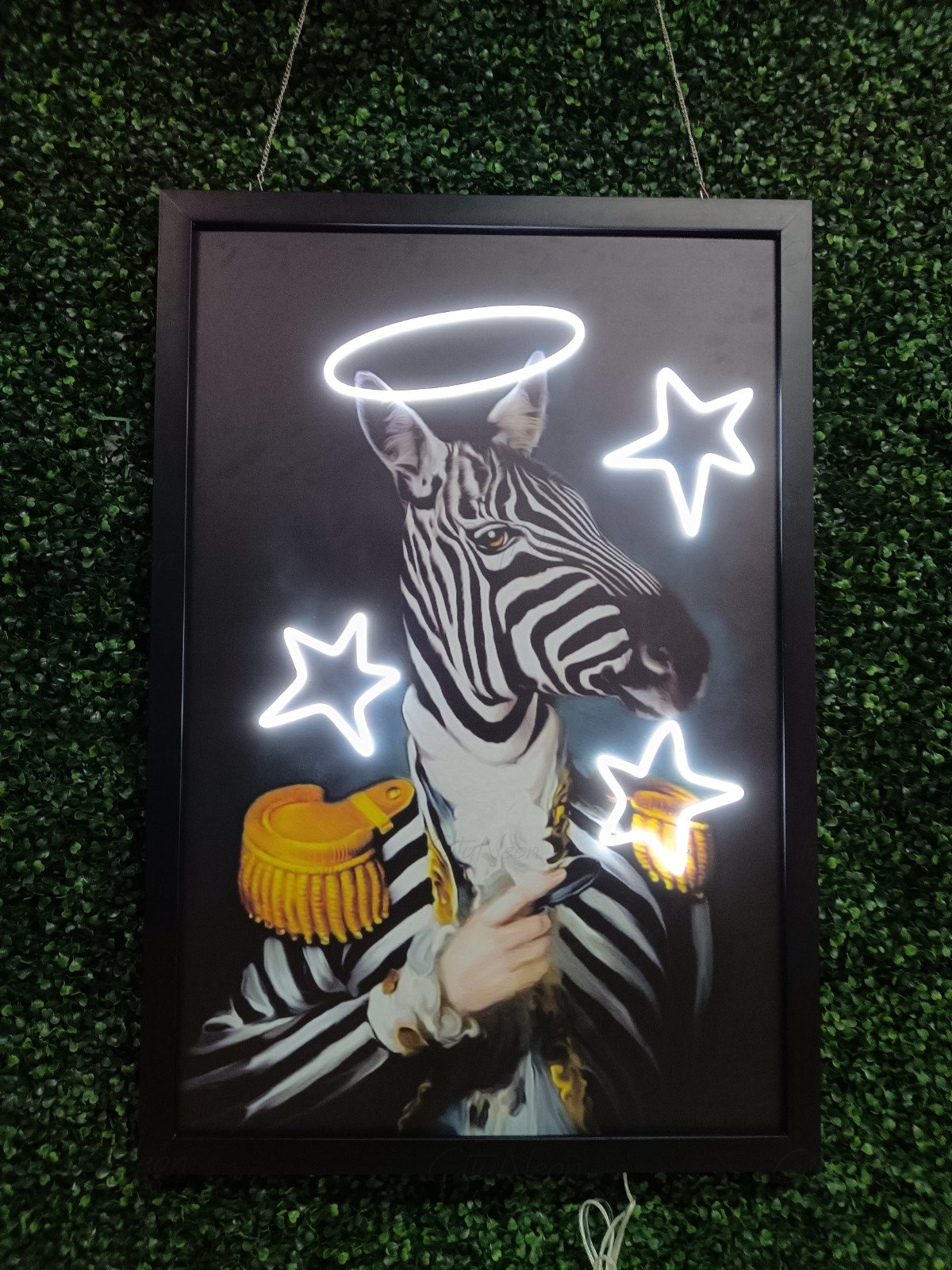 Devil Leopard & Angel Zebra LED Neon Art - Unique Halloween Decor, Vintage Animal Portraits for Home & Office - CityNeon