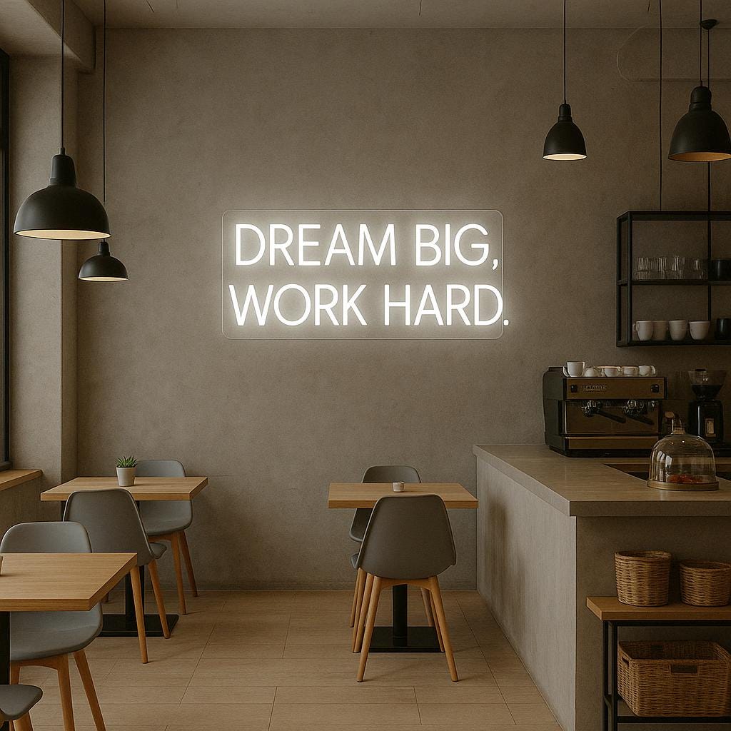 Dream Big Work Hard – Motivational LED Wall Art, Unique Light for Office, Bedroom, Studio, Creative Decor, Inspirational Gift - CityNeon