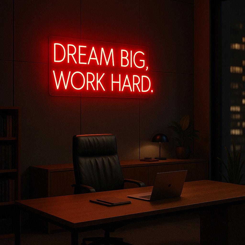 Dream Big Work Hard – Motivational LED Wall Art, Unique Light for Office, Bedroom, Studio, Creative Decor, Inspirational Gift - CityNeon