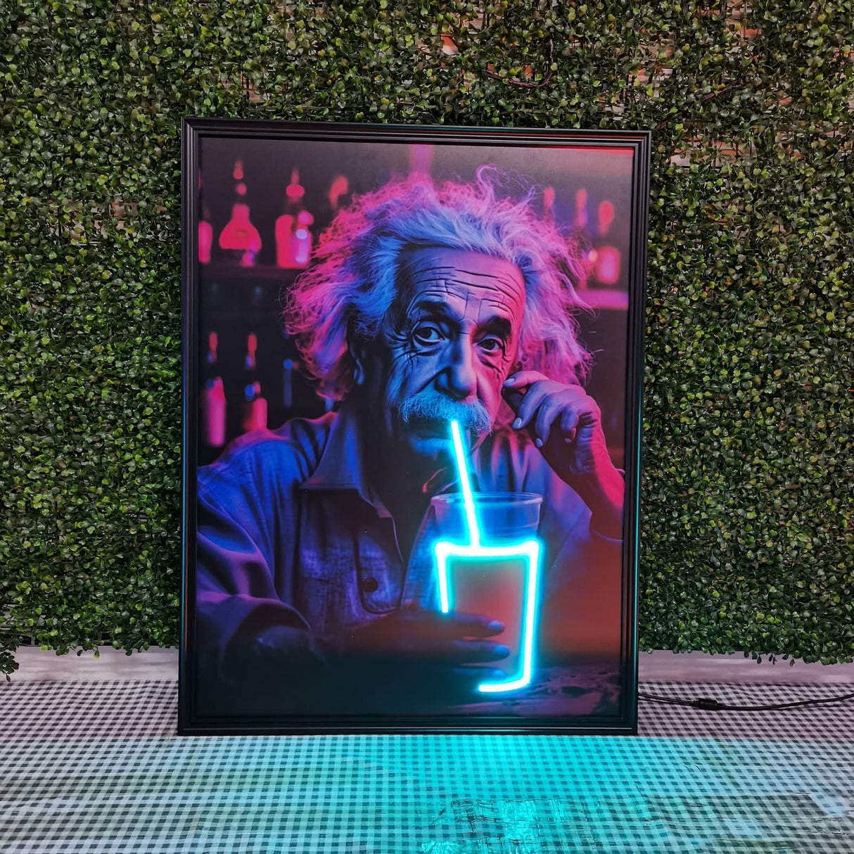 Einstein Art Framed Neon Sign | Modern Decor for Restaurant | Handmade Gift for Minimalist Office Wall Art - CityNeon