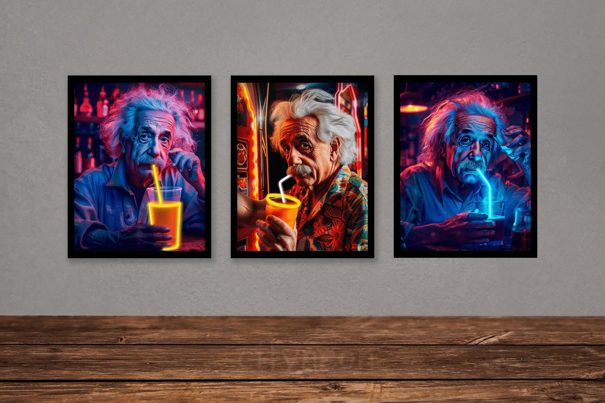 Einstein Art Framed Neon Sign | Modern Decor for Restaurant | Handmade Gift for Minimalist Office Wall Art - CityNeon
