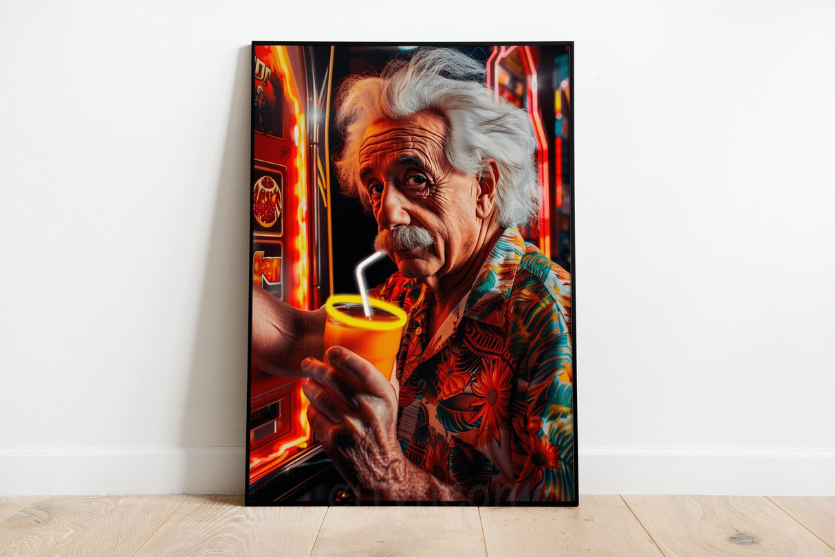 Einstein Art Framed Neon Sign | Modern Decor for Restaurant | Handmade Gift for Minimalist Office Wall Art - CityNeon