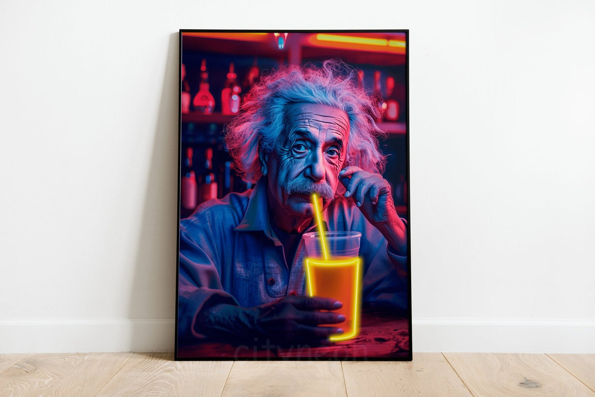 Einstein Art Framed Neon Sign | Modern Decor for Restaurant | Handmade Gift for Minimalist Office Wall Art - CityNeon
