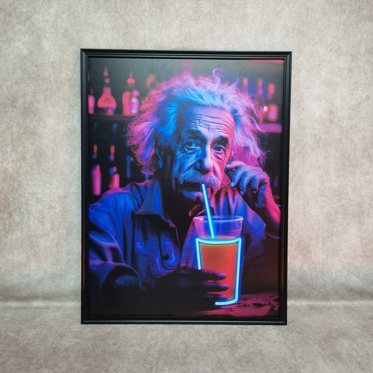 Einstein Art Framed Neon Sign | Modern Decor for Restaurant | Handmade Gift for Minimalist Office Wall Art - CityNeon