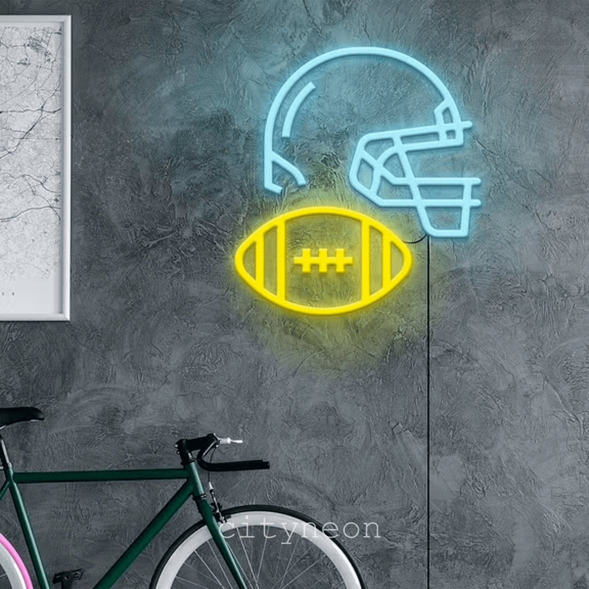 Football helmet neon sign - american footbal helmet neon sign, fan art. custom neon lamp, night light - CityNeon