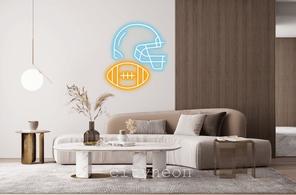 Football helmet neon sign - american footbal helmet neon sign, fan art. custom neon lamp, night light - CityNeon