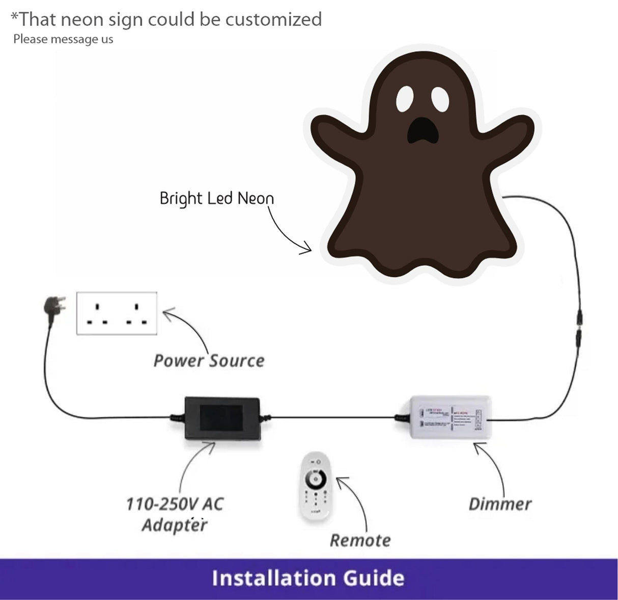 Ghost LED Neon Sign – Spooky Halloween Light, Cute Ghost Wall Decor, Glow in the Dark Room Light, Ghost Face Neon Sign, Halloween Gift - CityNeon