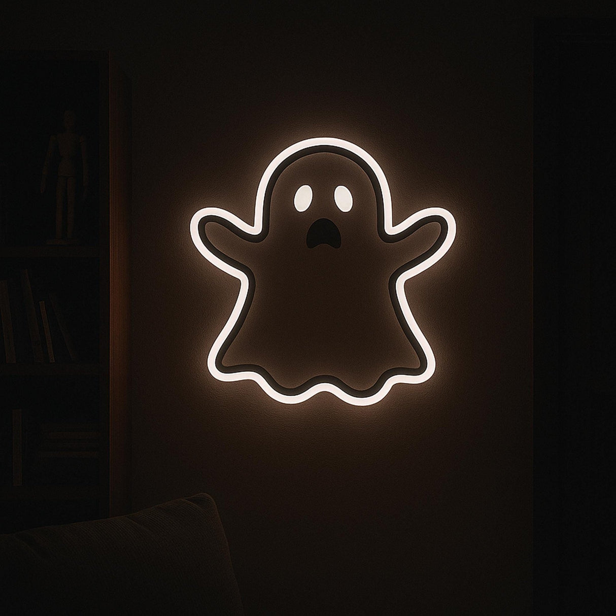 Ghost LED Neon Sign – Spooky Halloween Light, Cute Ghost Wall Decor, Glow in the Dark Room Light, Ghost Face Neon Sign, Halloween Gift - CityNeon
