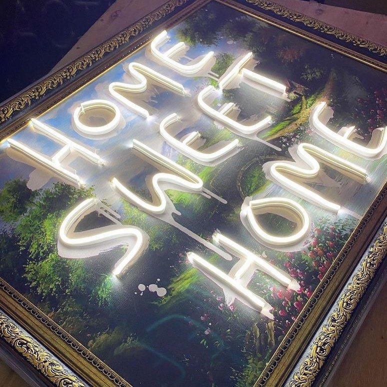 Home Sweet Home LED Neon Sign - Framed Wall Art for Farmhouse & Accent Decor - CityNeon