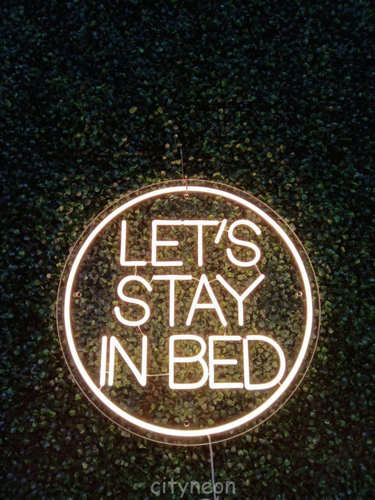 “Let’s stay in bed” Neon Sign Bedroom Decor – Unique Wall Hanging Light for Above Bed Space - CityNeon