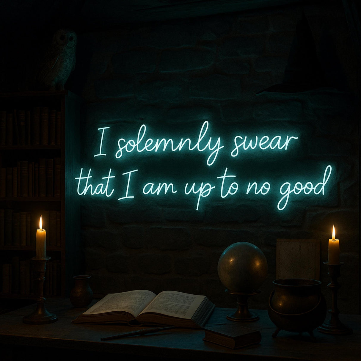 Neon Quote Sign “I Solemnly Swear” | Wizard Neon Lamp, Custom Bar Light - CityNeon