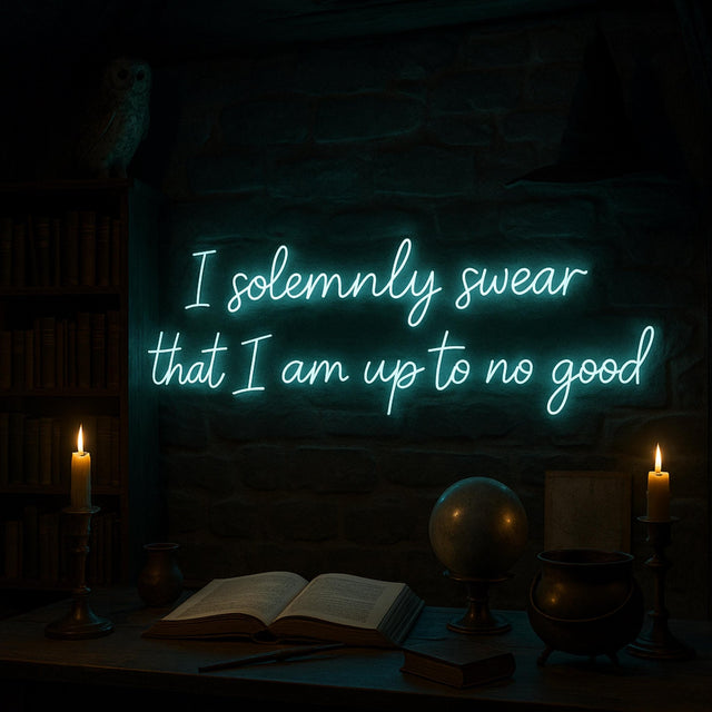 Neon Quote Sign “I Solemnly Swear” | Wizard Neon Lamp, Custom Bar Light - CityNeon