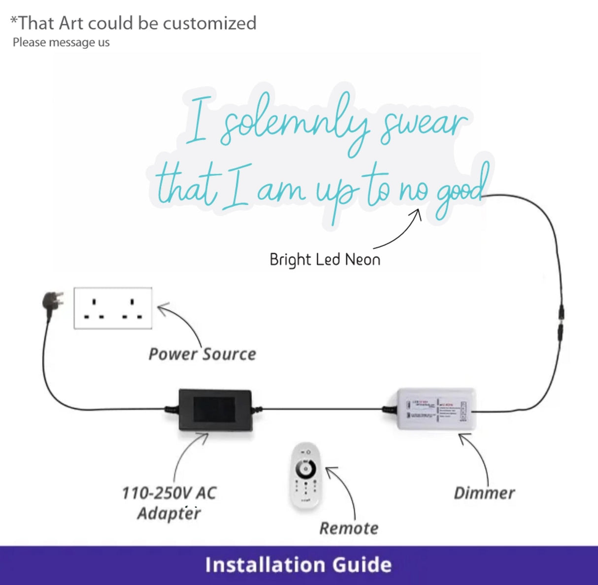 Neon Quote Sign “I Solemnly Swear” | Wizard Neon Lamp, Custom Bar Light - CityNeon