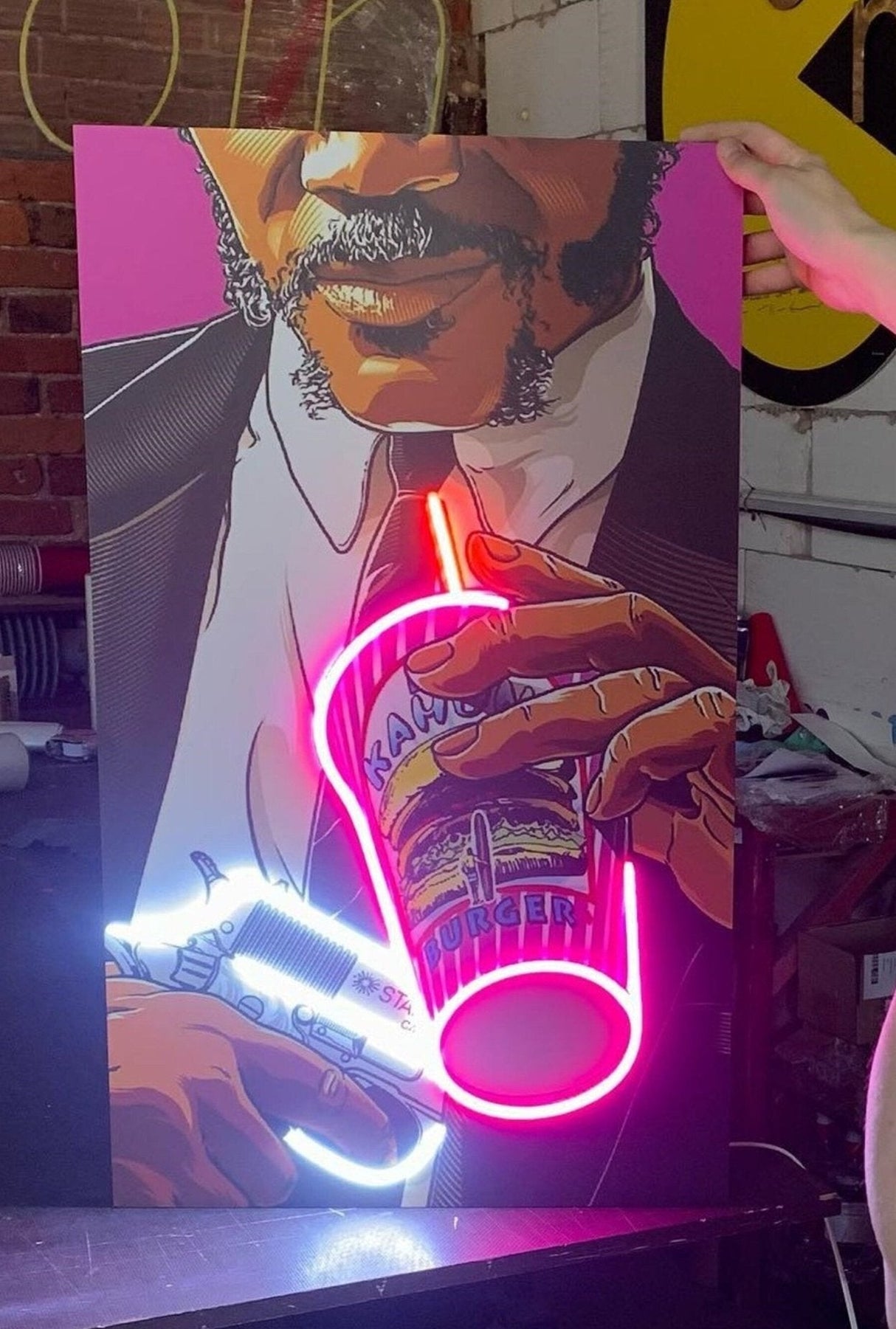 Pulp Fiction Neon Painting Art: LED Wall Artwork for Contemporary Decor - Pop Culture Neon, True Crime Gifts, Film Noir & Cult Classic Canvas - CityNeon