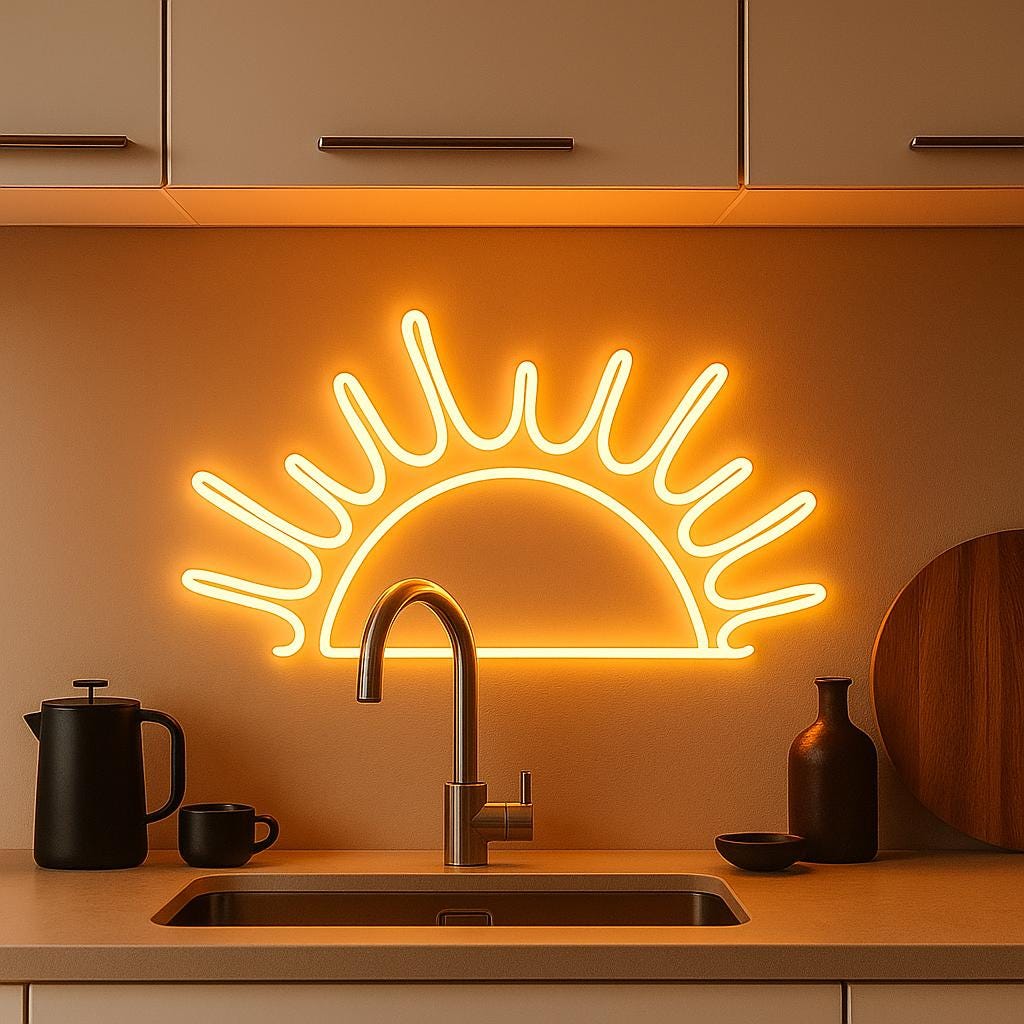 Sun Neon Sign for Wall Decor – Custom LED Light for Kids Room, Nursery, Kitchen, Boho Art Decorations, Wave Ocean Sunset Light - CityNeon