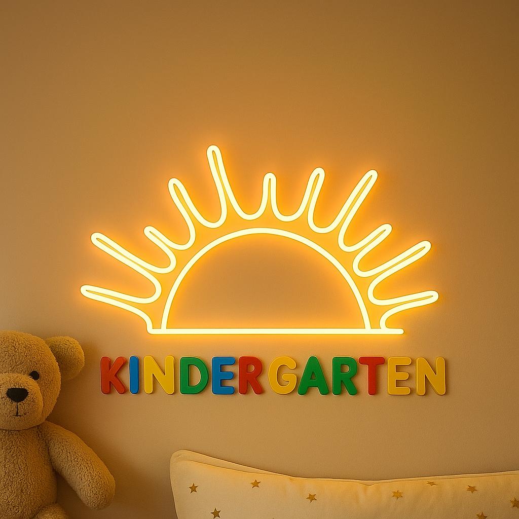 Sun Neon Sign for Wall Decor – Custom LED Light for Kids Room, Nursery, Kitchen, Boho Art Decorations, Wave Ocean Sunset Light - CityNeon