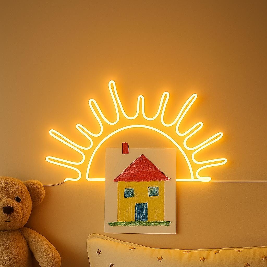 Sun Neon Sign for Wall Decor – Custom LED Light for Kids Room, Nursery, Kitchen, Boho Art Decorations, Wave Ocean Sunset Light - CityNeon