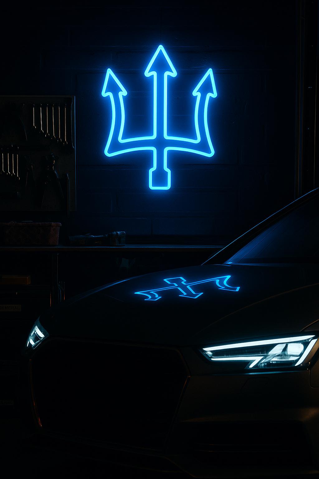 Trident Neon Sign – LED Wall Decor for Office, Garage, or Lounge | Modern Minimalist Poseidon Symbol Light | Custom Neon Gift - CityNeon