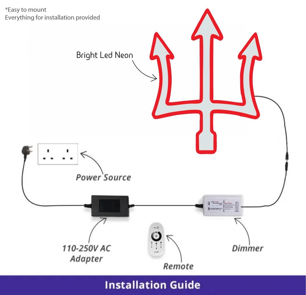 Trident Neon Sign – LED Wall Decor for Office, Garage, or Lounge | Modern Minimalist Poseidon Symbol Light | Custom Neon Gift - CityNeon