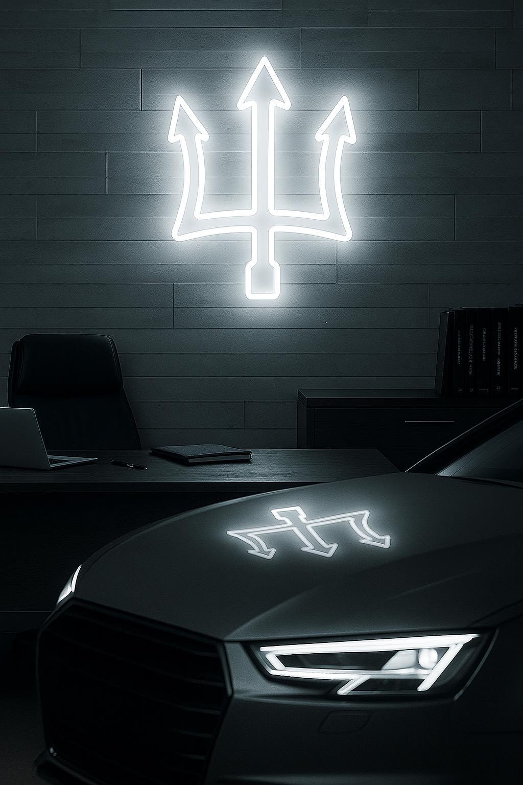 Trident Neon Sign – LED Wall Decor for Office, Garage, or Lounge | Modern Minimalist Poseidon Symbol Light | Custom Neon Gift - CityNeon