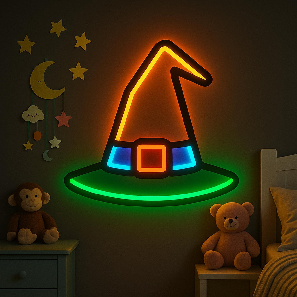 Witch Hat LED Neon Sign – Halloween Wall Decor, Glowing Witch Hat Light, Spooky Neon Halloween Gift, Witch Themed Room Sign - CityNeon