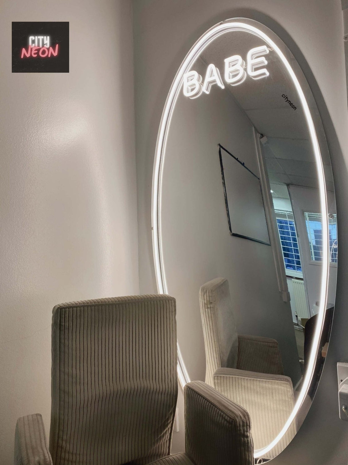 BABE neon mirror - CityNeon