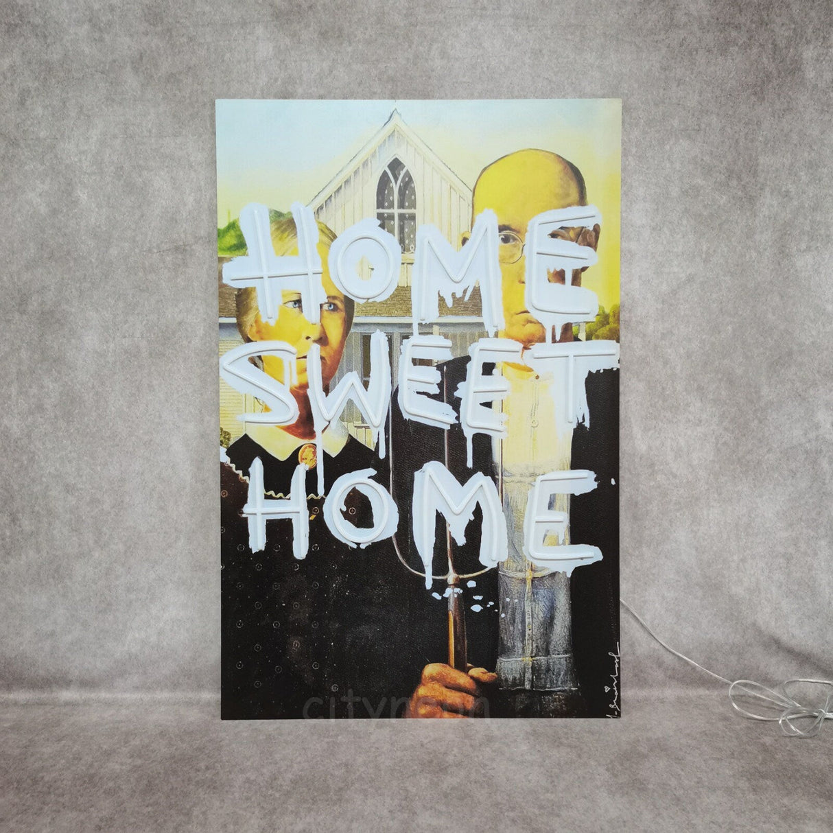 American Gothic Neon Sign: Home Sweet Home Canvas Art - CityNeon