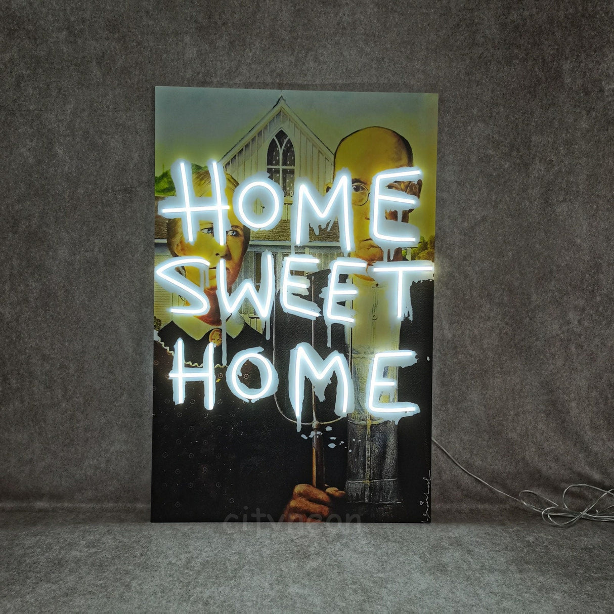 American Gothic Neon Sign: Home Sweet Home Canvas Art - CityNeon