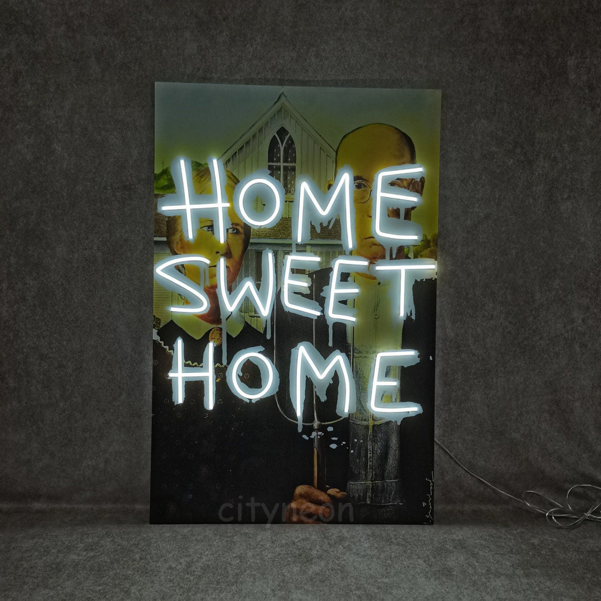 American Gothic Neon Sign: Home Sweet Home Canvas Art - CityNeon