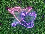 Angel and Devil Neon Sign – Custom Heart Neon Sign for Weddings and Bedroom Decor - CityNeon