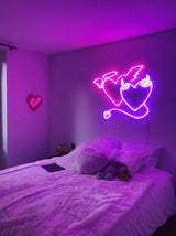 Angel and Devil Neon Sign – Custom Heart Neon Sign for Weddings and Bedroom Decor - CityNeon