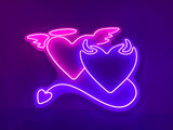 Angel and Devil Neon Sign – Custom Heart Neon Sign for Weddings and Bedroom Decor - CityNeon