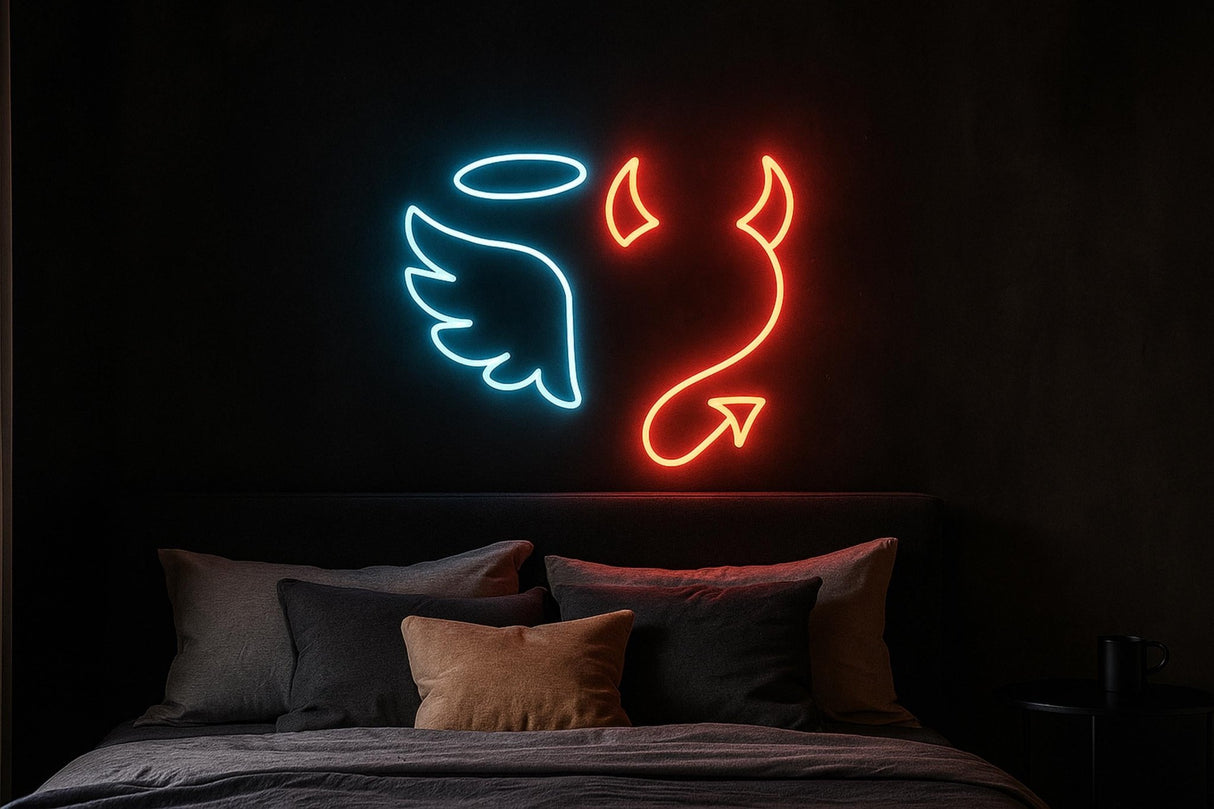 Angel and Devil Neon Sign: Romantic LED Wall Decor - CityNeon