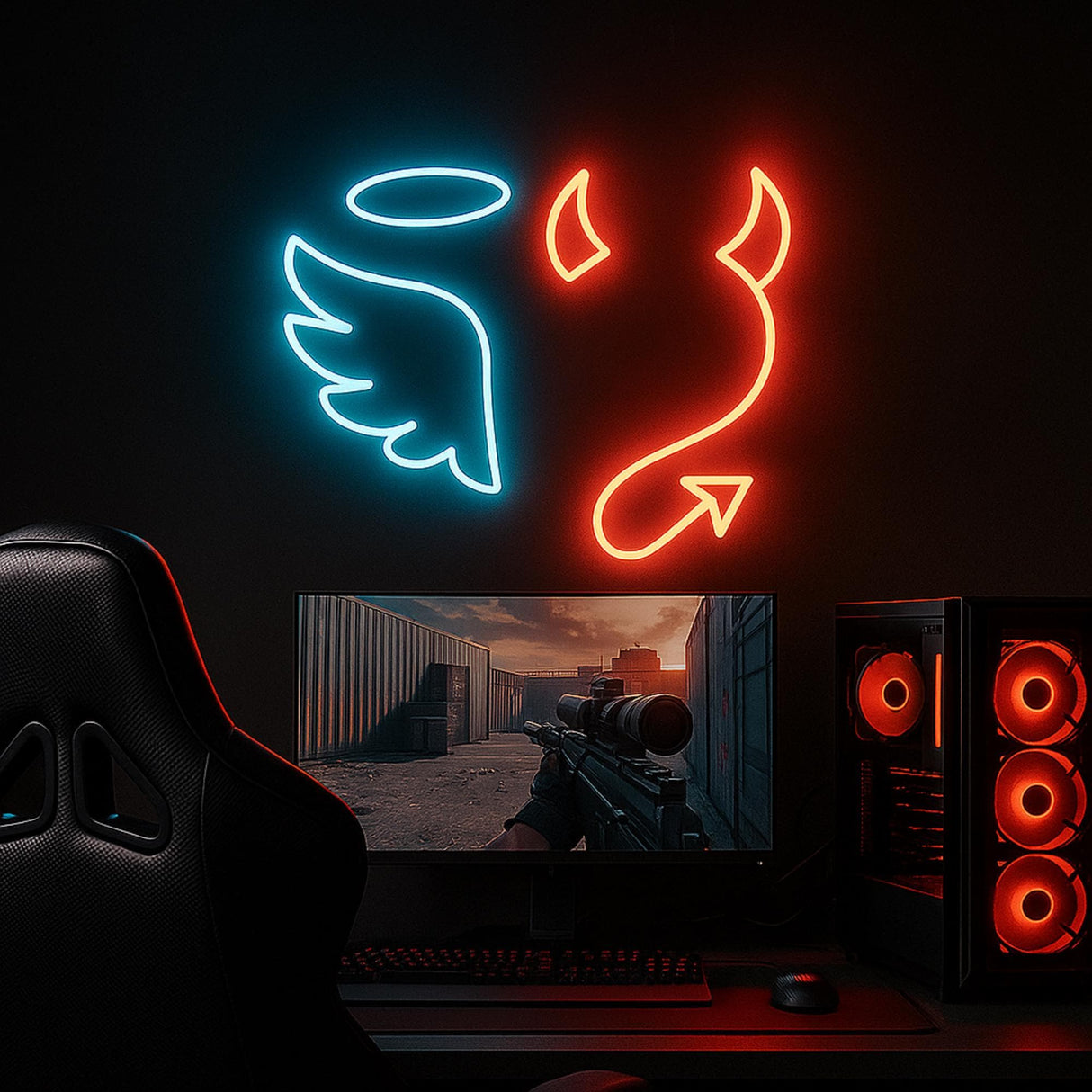 Angel and Devil Neon Sign: Romantic LED Wall Decor - CityNeon