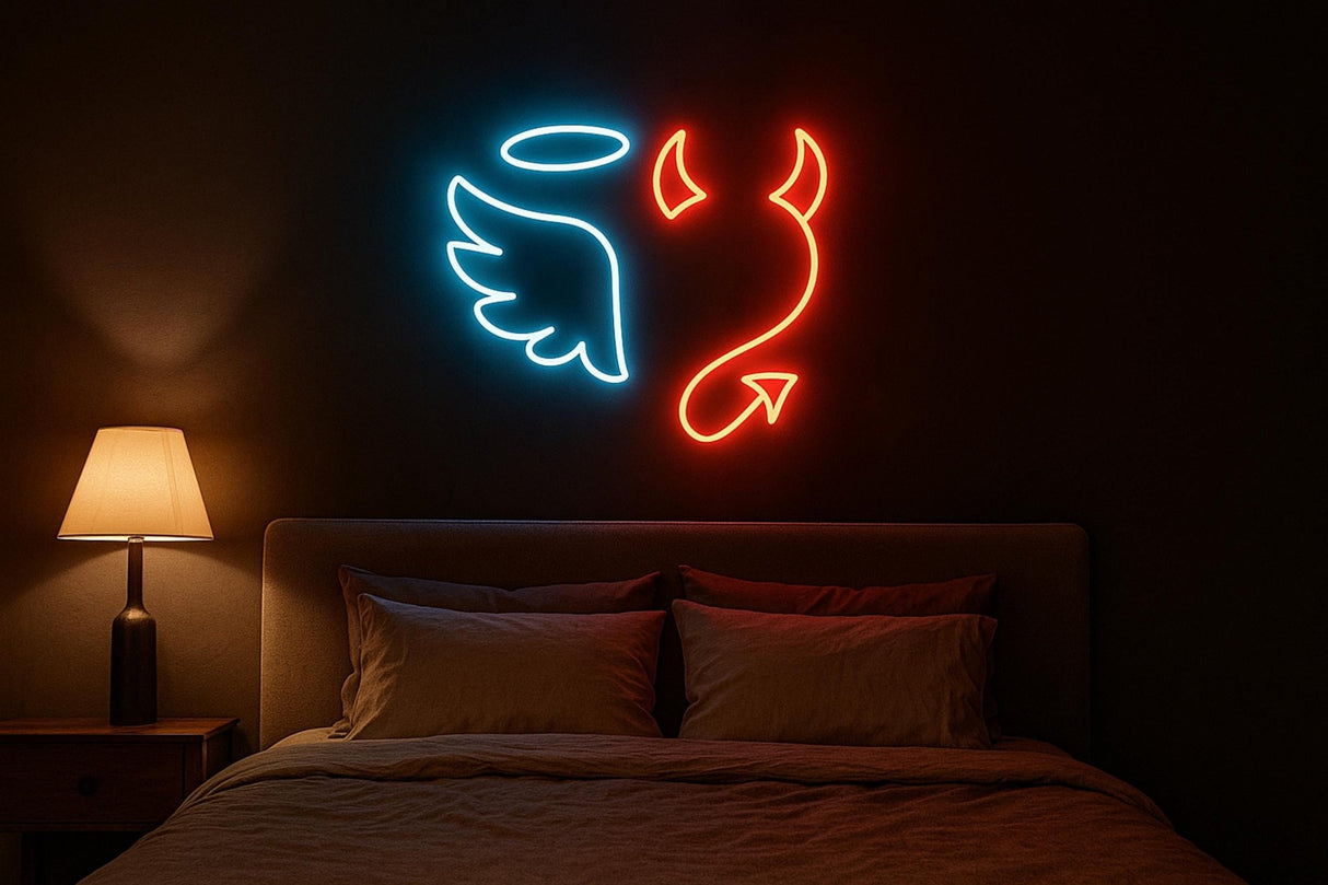 Angel and Devil Neon Sign: Romantic LED Wall Decor - CityNeon