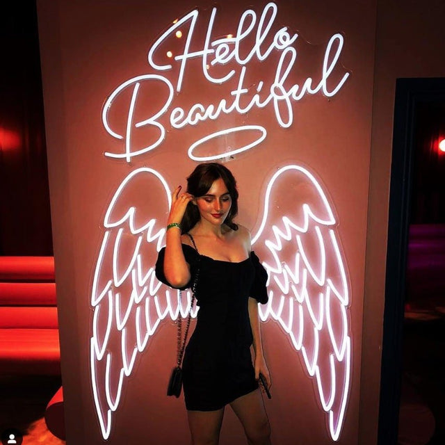 Angel Wings and halo neon sign - CityNeon