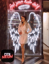 Аngel wings and halo neon sign custom - Wings neon sign, Angel neon light, custom neon sign, wings backdrop, - CityNeon