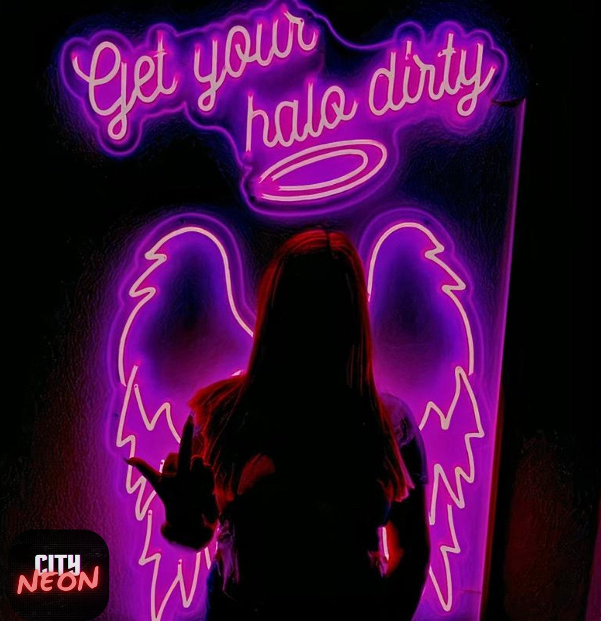 Аngel wings and halo neon sign custom - Wings neon sign, Angel neon light, custom neon sign, wings backdrop, - CityNeon