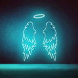 Аngel wings and halo neon sign custom - Wings neon sign, Angel neon light, custom neon sign, wings backdrop, - CityNeon