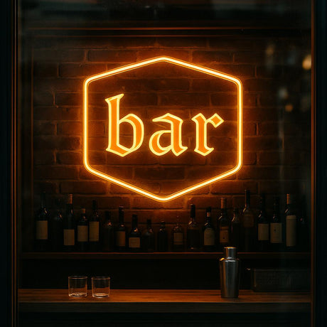 Bar Neon Sign – LED Acrylic Bar Sign for Home, Kitchen, Coffee & Wine Bar Decor – Rustic Illuminated Party Wall Light - CityNeon