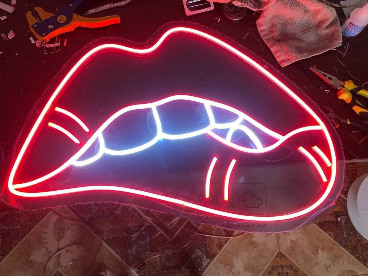 Biting Lip Neon Sign | Sexy Neon Light | Bedroom Neon Sign - CityNeon