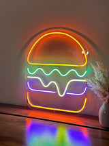 Burger neon sign - Business logo sign, bar neon sign, food neon art decor, kitchen wall art, restaurant neon sign, food gifts, food posters - CityNeon